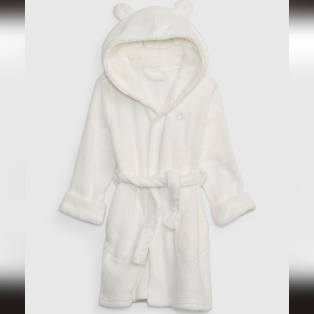 BABY Gap soft Brannan bear fuzzy robe white 12-18 months